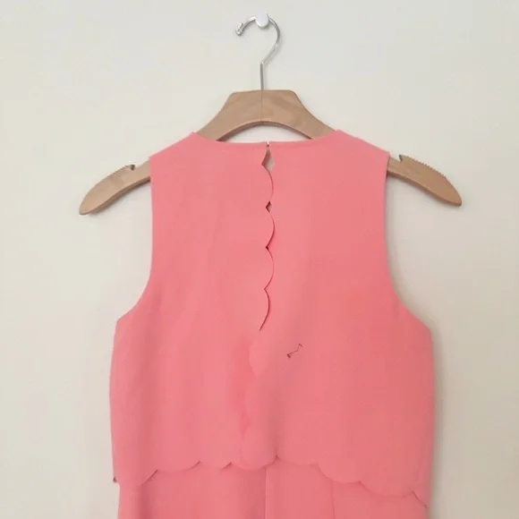 LOFT Womens Split Hem Scallop‎ Dress Pink Tiered Mini Size 0 - Picture 6 of 7